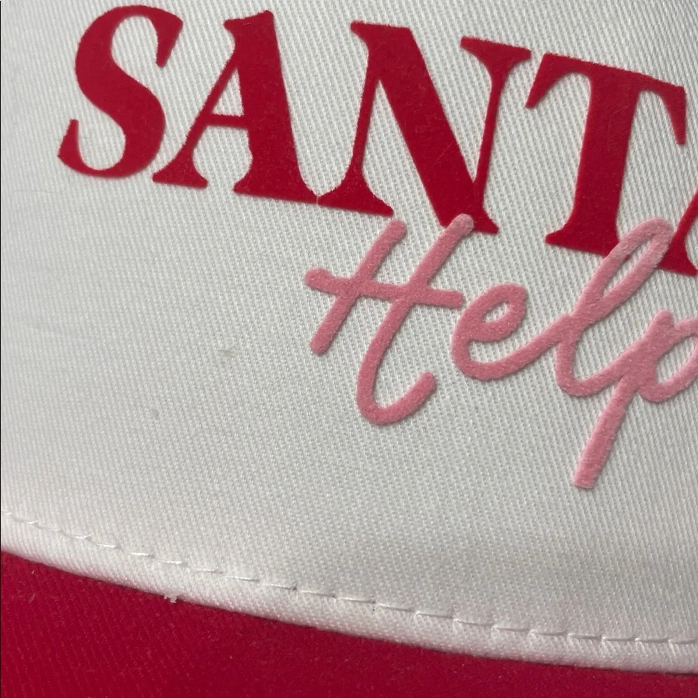 NWT (tiny flaw) Red and White Santa's Helper SnapBack Hat